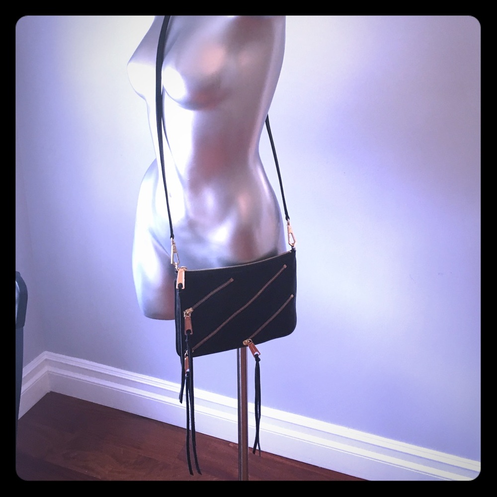 Leather moto rocker cross body envelope bag